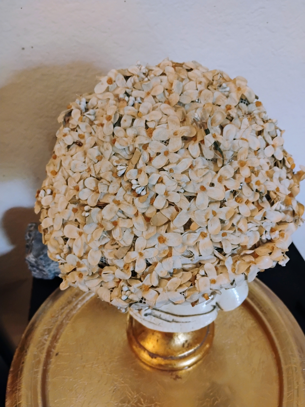 Eva Mae Vintage Cream Floral Hat With Blue Accent